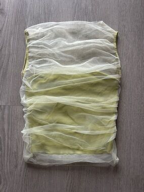 Zara Sheer Layered Top in Light Lime and Ivory